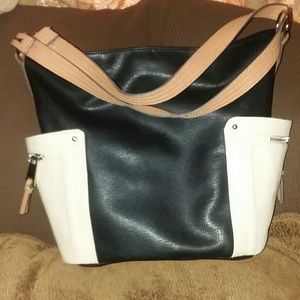 Black and cream color purse